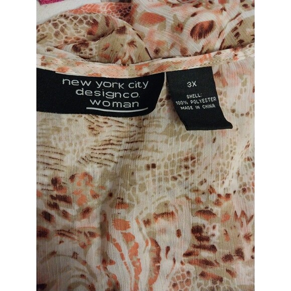 New York City Design Co. Top Sz 3X Tie Front Sheer Flared Sleeves Cropped Boho - Picture 6 of 7